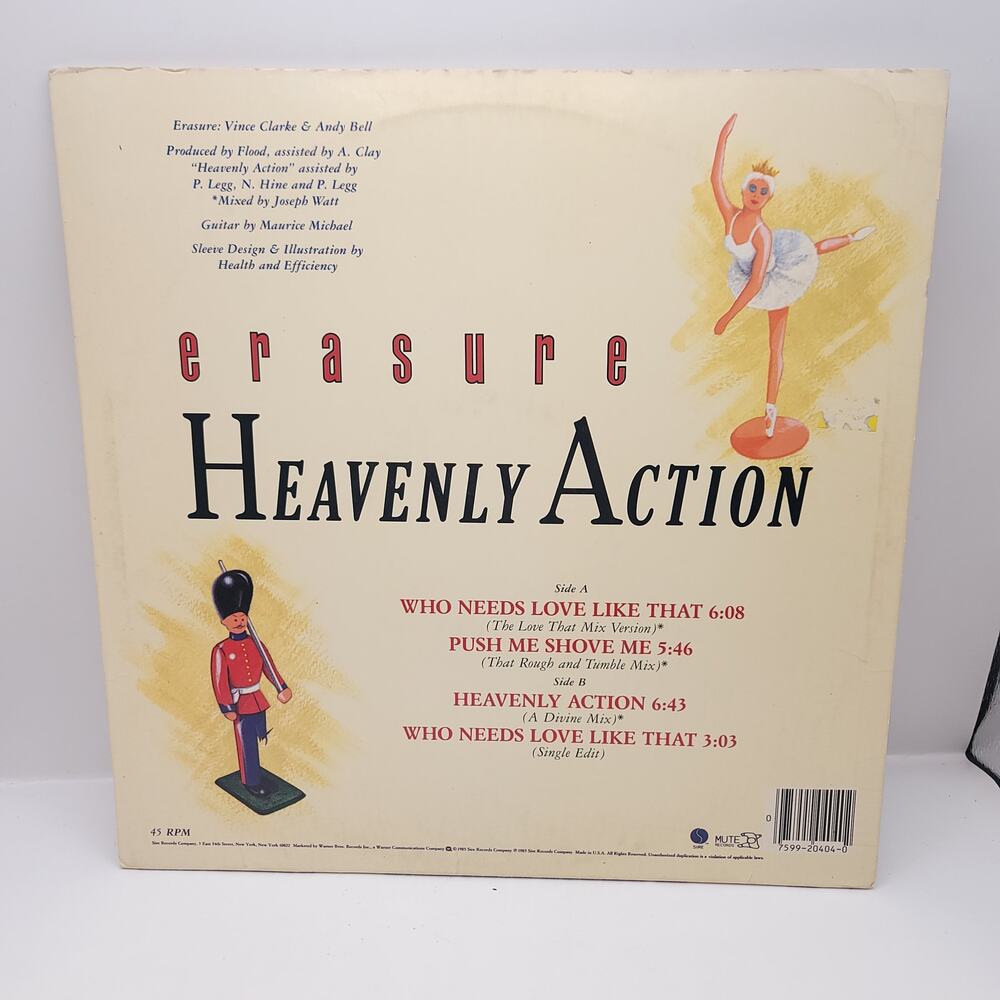 Erasure Heavenly Action Vinyl Record 1985